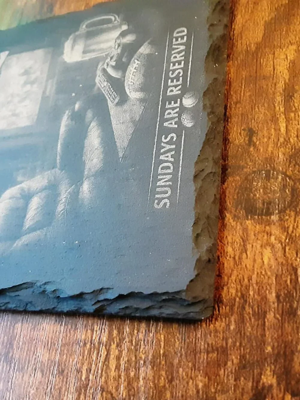 Man Cave Coaster | Football Sunday Decor | Engraved Slate Gift for Him